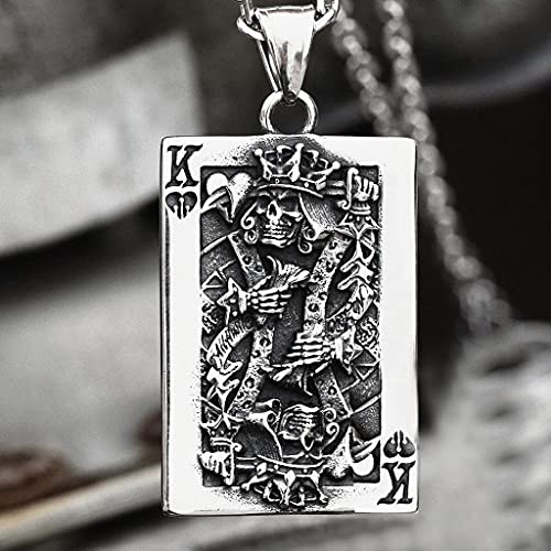 Bijoux amulette de protection roi de pique en acier hypoallergénique et finitions vintage