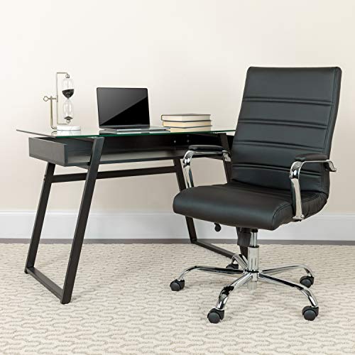 Flash Furniture Whitney High Back Desk Chair - Black Leathersoft Executive Swivel Office Chair With Chrome Frame - Swivel Arm Chair #TOP1
