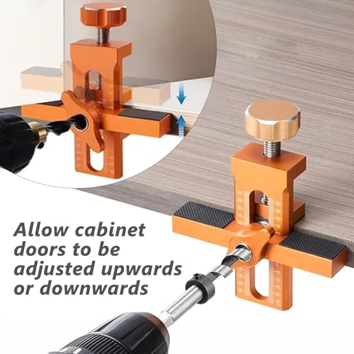 Schranktür Installationspositionierer Set, Einstellbare Bohrschablone mit Bohrhilfe & 3 Bohrsenker, Montagehilfe Schnellmontagevorrichtung für Präzise Positionierung von Schranktüren aller Art