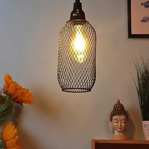 Image of DECOHOME Modern Hanging Ceiling Lamp Lights for Home & Decor | Premium Finish Pendant Light for Living Room, Bedroom & Dining Area | Stylish Indoor Lighting | Chandelier Lights (Cylindrical-Black)