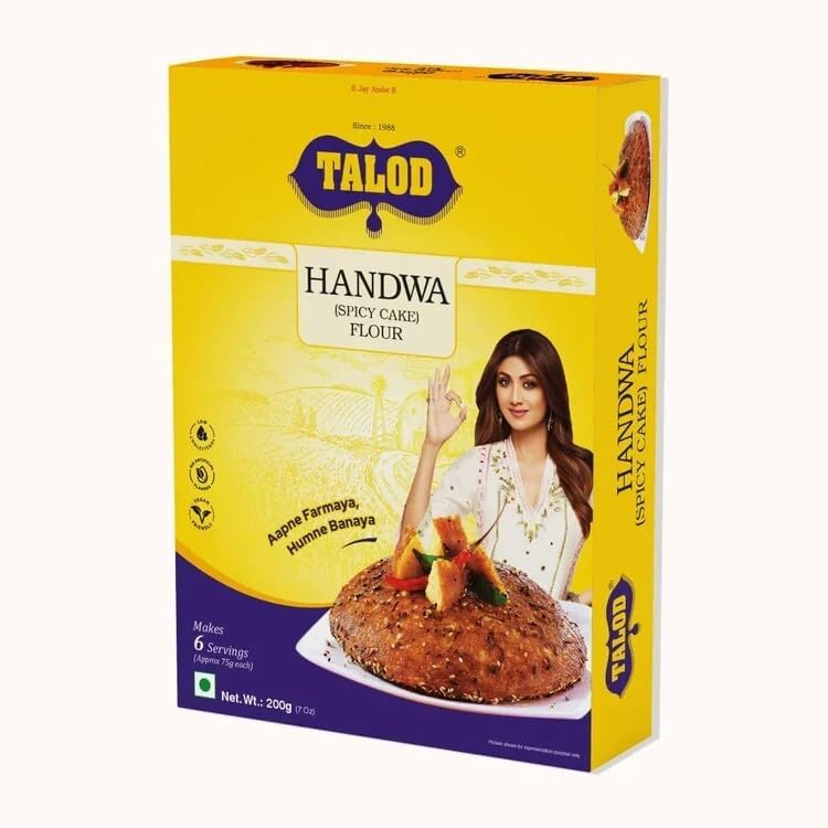 Talod Handwa Flour | Instant Gujarati Handvo Mix (Spicy Cake) | 100% Vegetarian | Easy & Quick Homemade Snack | Crispy Outside, Soft Inside Ready-to-Cook Traditional Quick Breakfast Premix - 200g X Pack of 6-image-39