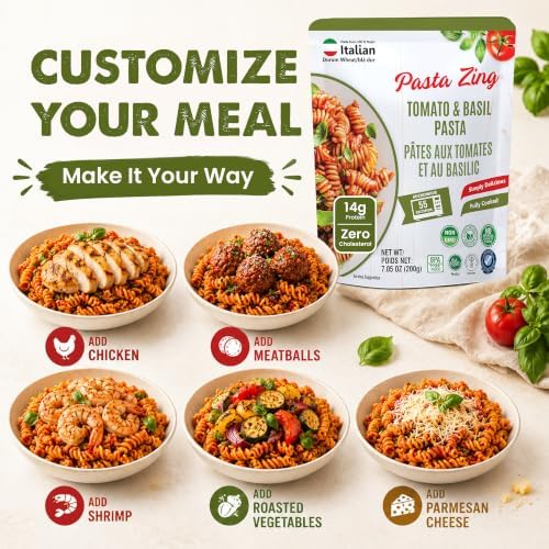Pasta Zing Tomato & Basil Pasta, Pack of 7, 7.05 Ounce | Ready To Eat in 1 Minute | Made with 100% Italian Durum Wheat | Natural Ingredients | Classic & Flavorful | Easy Meal & Side Dish - 5