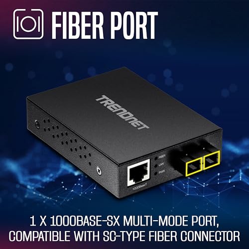 Image of TRENDnet 1000Base-T to 1000Base-SX Multi-Mode SC Fiber Converter, up to 550M (1800 ft.), 2 Gbps Switching Capacity, TFC-GMSC