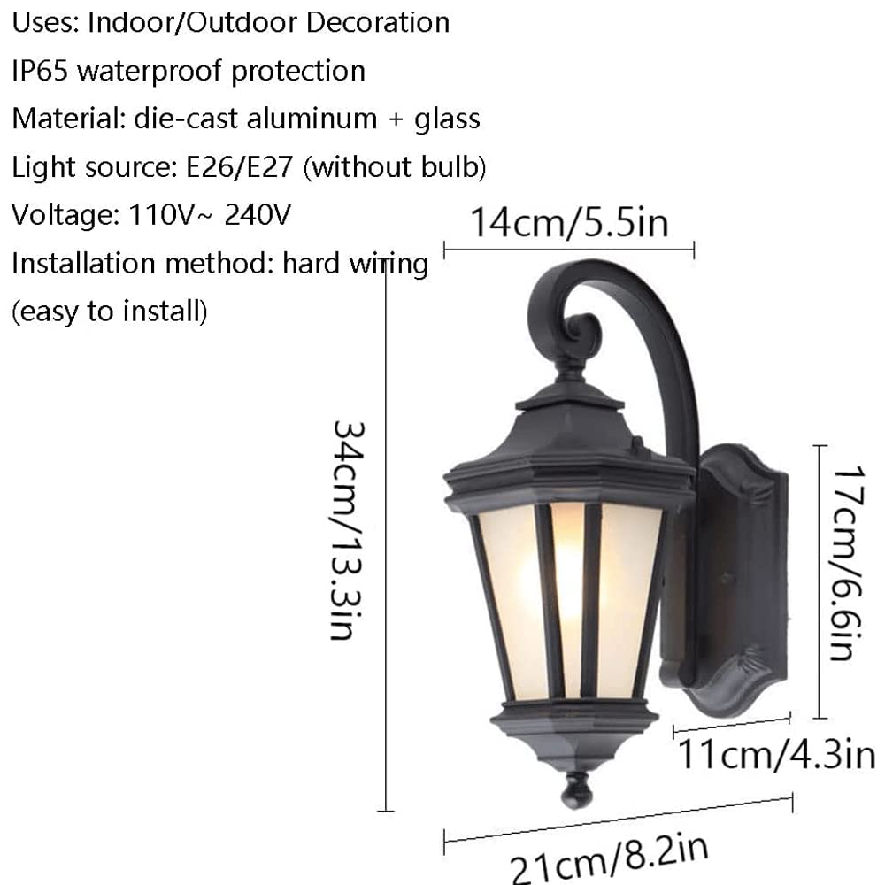 SEMANHUA Edison lampa ścienna, aluminiowa, czarna, przemysłowa lampa ścienna w stylu vintage, retro, metalowa, do domu, hotelu, jadalni, latarni ściennej, oświetlenia zewnętrznego