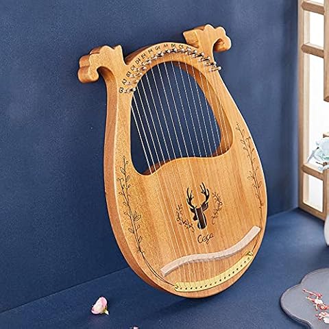 LFSYYQ Lyre Harp 16 Strings Lyre Instrument Harp For Beginner Mahogany Harp String Portable Musical Instruments with Tunning Wrench,Extract Strings,Picks,Manual and Gig Bag (Color : Wood) Cover