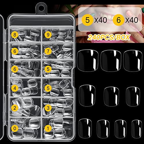 Kids Short Clear False Nails Krofaue 240Pcs Full Cover Press On Nails For Little Girls Children Fake Nails Fingernail Decoration 10 Sizes Clear Soft Gel Nail Tips For Kids… #TOP2