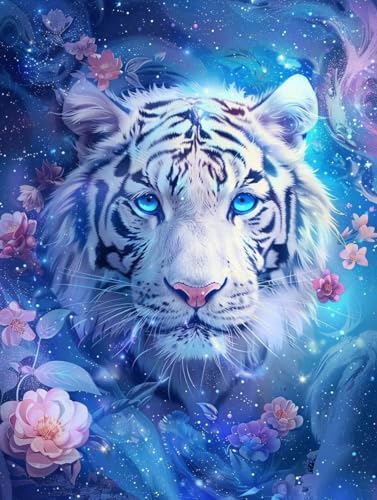 Broderie diamant tigre 5D kit complet XXL avec cristaux scintillants pour adultes