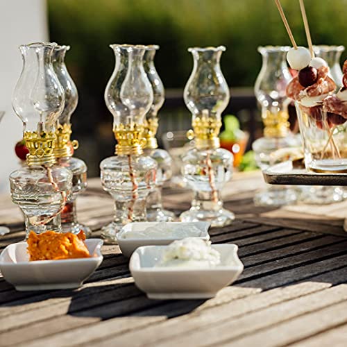 Petroleumlampe Öllampe aus Glas mit goldener Drehfassung 21 cm