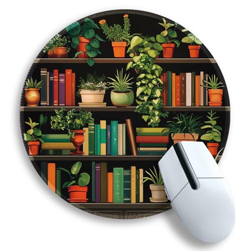 Image of Gctriki Small Mouse Pad for Desk with Bookshelf Design - Cute Office Decor for Women, Stitched Edge Non-Slip Rubber Base, Fits Laptop & Wireless Mouse, Travel Mouse Pad for Computer Gaming
