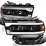 Spec-D Tuning Black Housing Clear Lens Dual Projector Headlight Sequential Signal LED Strip Compatible with 2019-2022 Dodge Ram 2500/3500, Left + Right Pair Headlamps Assembly