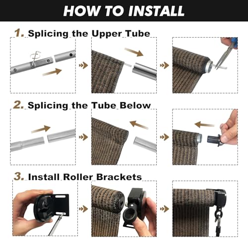Image of Artpuch Patio Shades Roll Up Outdoor Roller Shade (6'Wx8'H), Cordless Exterior Roller Blinds Cloth for Porch Pergola Gazebo, Mocha