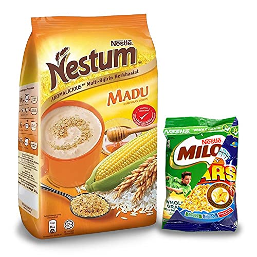 Nestum All Family HONEY Multigrain Cereal and 1-Pack Nestle Cereal Snack Bundle (Milo or Koko Krunch or Honey Star, 30 g) - Low Fat Cereal Made with Wholemeal Wheat, Rice & Corn Grits, Fortified with Vitamins (Honey, 500 g)