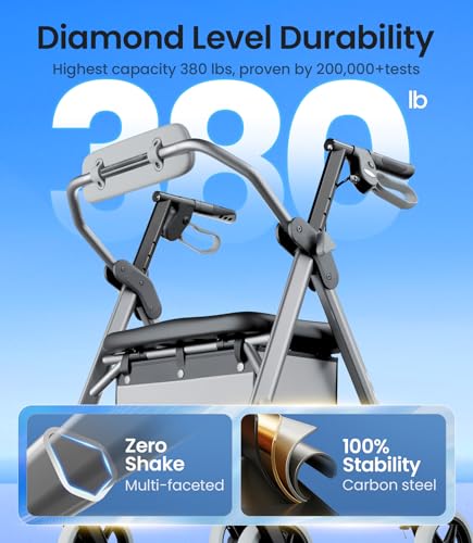 Image of VOCIC Z11 Rollator Walker for Seniors with Seat, 380 LBS