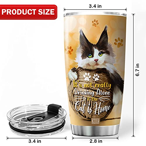 Koixa Cat Lover Coffee Tumbler Its Not Really Drinking Alone If The Cat Is Home 20 Oz Insulated Travel Cup Stainless Steel Cute Cats Pet Animal Mug Funny Things For Cat Owners #TOP5