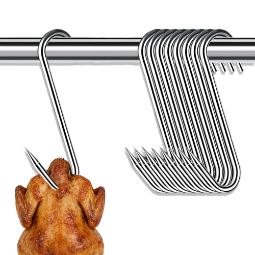 Ztolbriy Lot de 30 crochets de boucher en acier inoxydable - 180 mm - Grands crochets viande pour fumage à chaud et à froid - Idéaux pour poulet, côtes,...