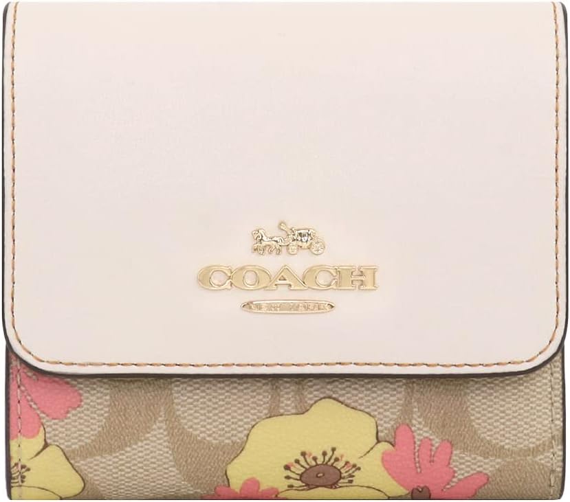 コーチ COACH 3つ折り財布 シグネチャー柄 レザー ダークブラウン×ピンク 美品 財布 ✨格安✨ COACH コーチ 三つ折り 財布 コンパクトウォレット