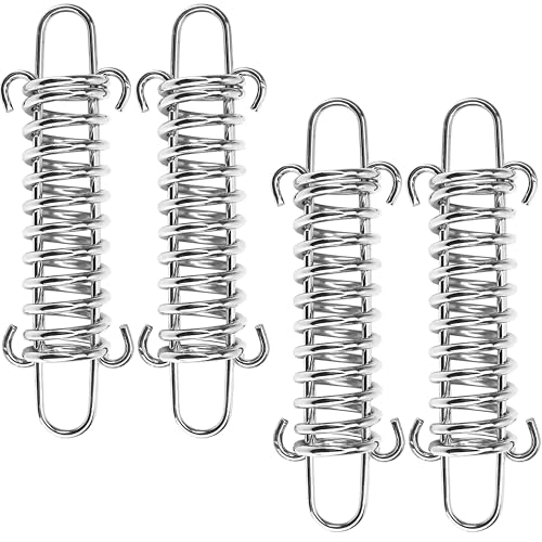 4PCS Resortes de Tensión para Tienda, Juego de Ganchos de Hebilla de Acero Inoxidable, Resistente a Viento y Amortiguador para Tensión, Uso en Camping, Playa y Exterior
