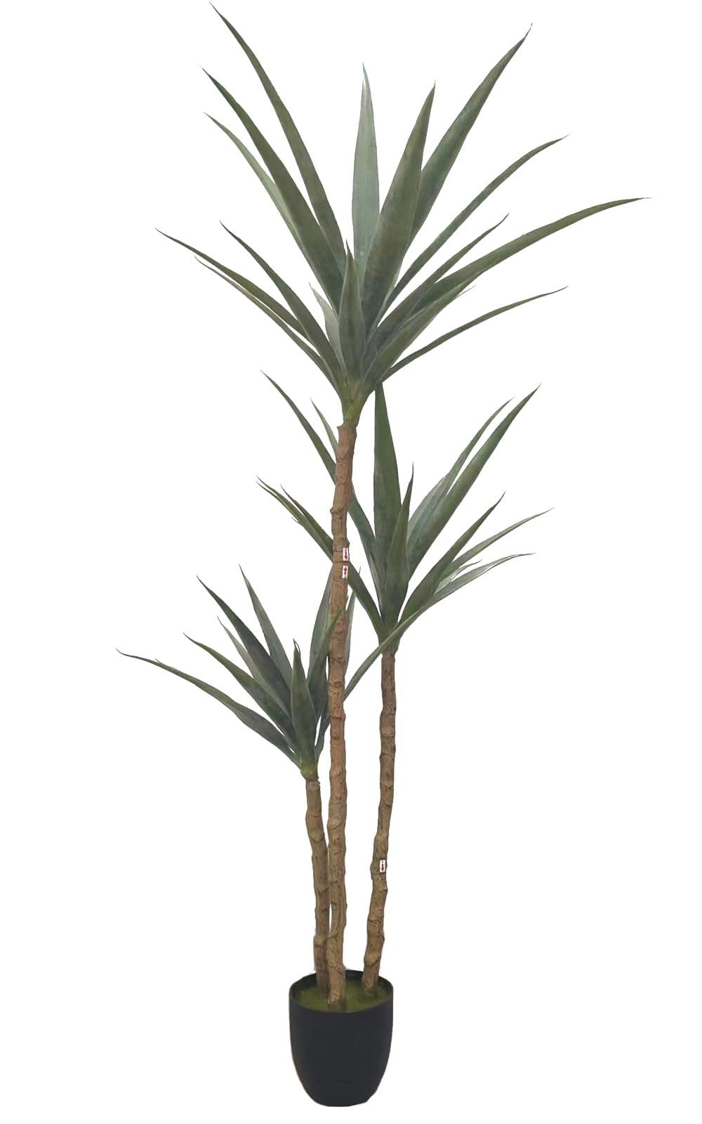 5.3Ft Artificial Agave Plant Faux Tree Indoor Outdoor - Realistic 3 Heads Fake Agave with Planter, Tall Fake Tree for Home Office Living Room Patio Garden Decor