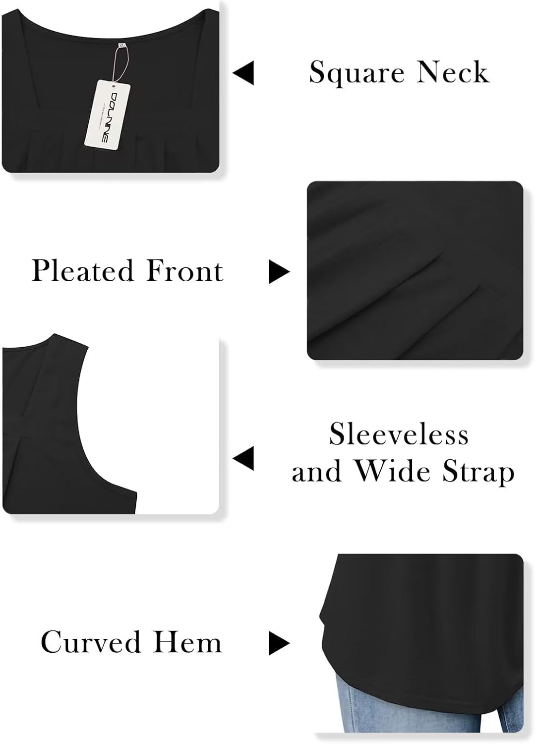 DOLNINE Womens-Plus-Size-Tank-Tops Casual Sleeveless Square Neck Flowy Tunic Shirts XL-5XL - Image 4