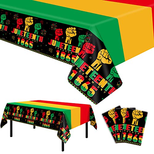 3Pcs Juneteenth Tablecloth, Plastic 54"X108" Freedom Day Table Covers Africa American Independence Party Decorations Outdoor Indoor June 19Th 1865 African Afro American Festival Black History Month #TOP29