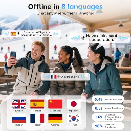 Image of Real-Time AI Translation Earbuds 168 Languages Translator Earphones, Audifonos Traductores Ingles Espanol, Bluetooth 5.4, OWS Open Ear & LCD Touch, Translating Device for Travel Meetings Learning