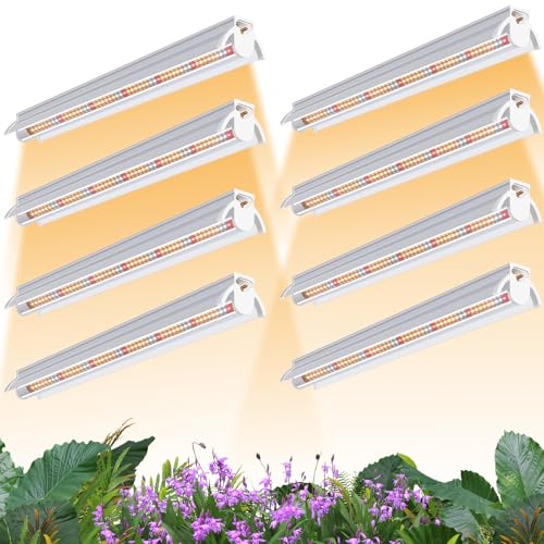 Niello 8Pack T5 Lampe pour plantes, Full Spectrum 42cm lampes LED de culture, lampe pour culture de plantes avec réflecteur/design à chaîne à marguerite pour semis,...
