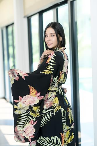 Image of Na'Rak Women's Kimono Robe, Full-Wrap Yukata Style Long Soft Loungewear Luxury Dressing Gown