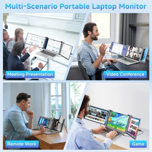 Image of Laptop Screen Extender, Triple Monitor for 15-17.3 inch Laptops | Portable 1080P IPS FHD display, plug & play via HDMI /USB-A, compatible with Mac /Windows /Chrome /Android,gray