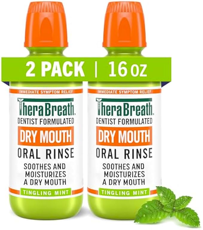 TheraBreath Dry Mouth Oral Rinse, Tingling Mint, Dentist Formulated, 16 Fl Oz (2-Pack)