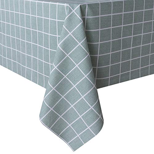 sancua Checkered Vinyl Rectangle Tablecloth - 54 x 78 Inch - 100% Waterproof Oil Proof Spill Proof PVC Table Cloth, Wipe Clean Table Cover for Dining Table, Buffet Parties and Camping, Green