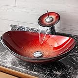 Dimensions : Lavabo a Poser En Verre : 540 x 360 x 160 mm, épaisseur de l'évier : 12 mm, diamètre du trou de l'évier : 45 mm ; hauteur du robinet : 26 cm ; diamètre du trou du robinet : 35 mm.