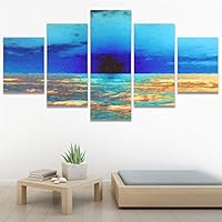 SIGNWIN 5 Panel Canvas Wall Art Modern Art Coastal Colorful Multicolor Photography Romantics Sunset for Home Decorations Ready to Hang - 60