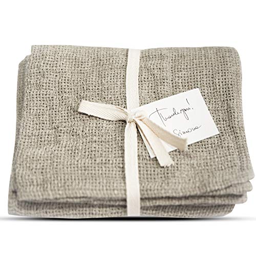 Pure 100% Linen Hand Towels - Rough Linen Towels 2-Pack 12"X29"-Inch Checkered Open Weave Kitchen Linens Dish-Cloths Or Farmhouse Guest Towel - Quick Drying And Absorbent #TOP10
