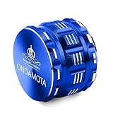 Herb Grinder Large 4 Piece 2.5' More Advanced for Easier, Reliable Use. Ideal for Preparing Ingredients, Nutrients, Herbs. (Blue)
