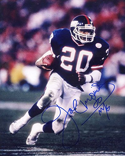 Joe Morris (Super Bowl XXI) Autographed/ Original Signed Color 8x10 Action-photo w/ the New York Giants - He Added His Number 20