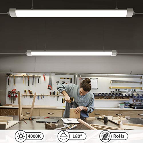 LED Tube Light, Airand 120CM 36W LED IP66 Luminaire Atelier Lumière 4000K Plafonnier Étanche Blanc Naturel Tube LED Tube Pour Garage Bureau Supermarché Cave Atelier Département Salle De Bains Cuisine - Image 3