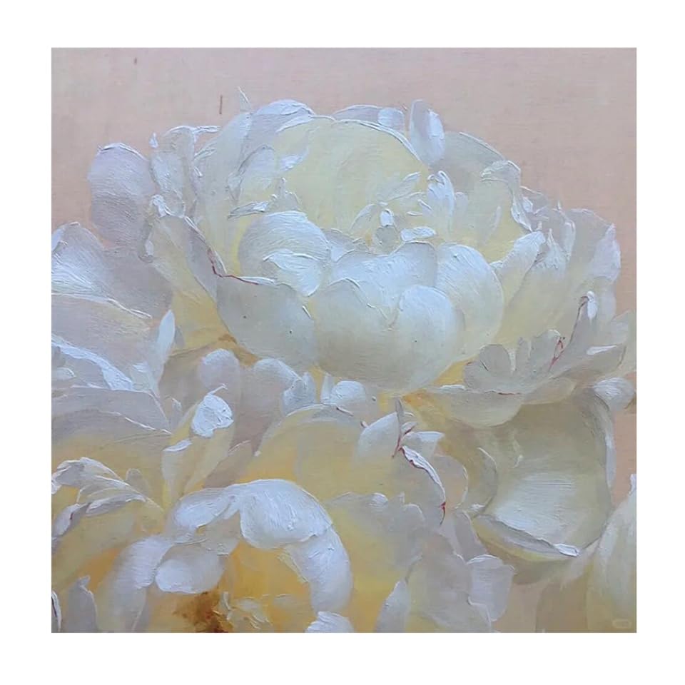 Peintures à l'huile sur toile pivoine blanche œuvre d'art exclusive