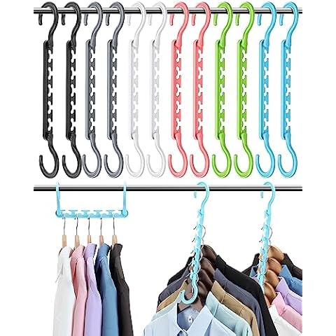 Hangers-Space-Saving-12 Pack - AMKUFO Closet-Organizer-and-Storage for Dorm-Room, Hanger-Organizer-Space-Saver-Hangers for Closet-Ogranization, Dorm-Room-Essentials-for-College-Students-Girls Cover