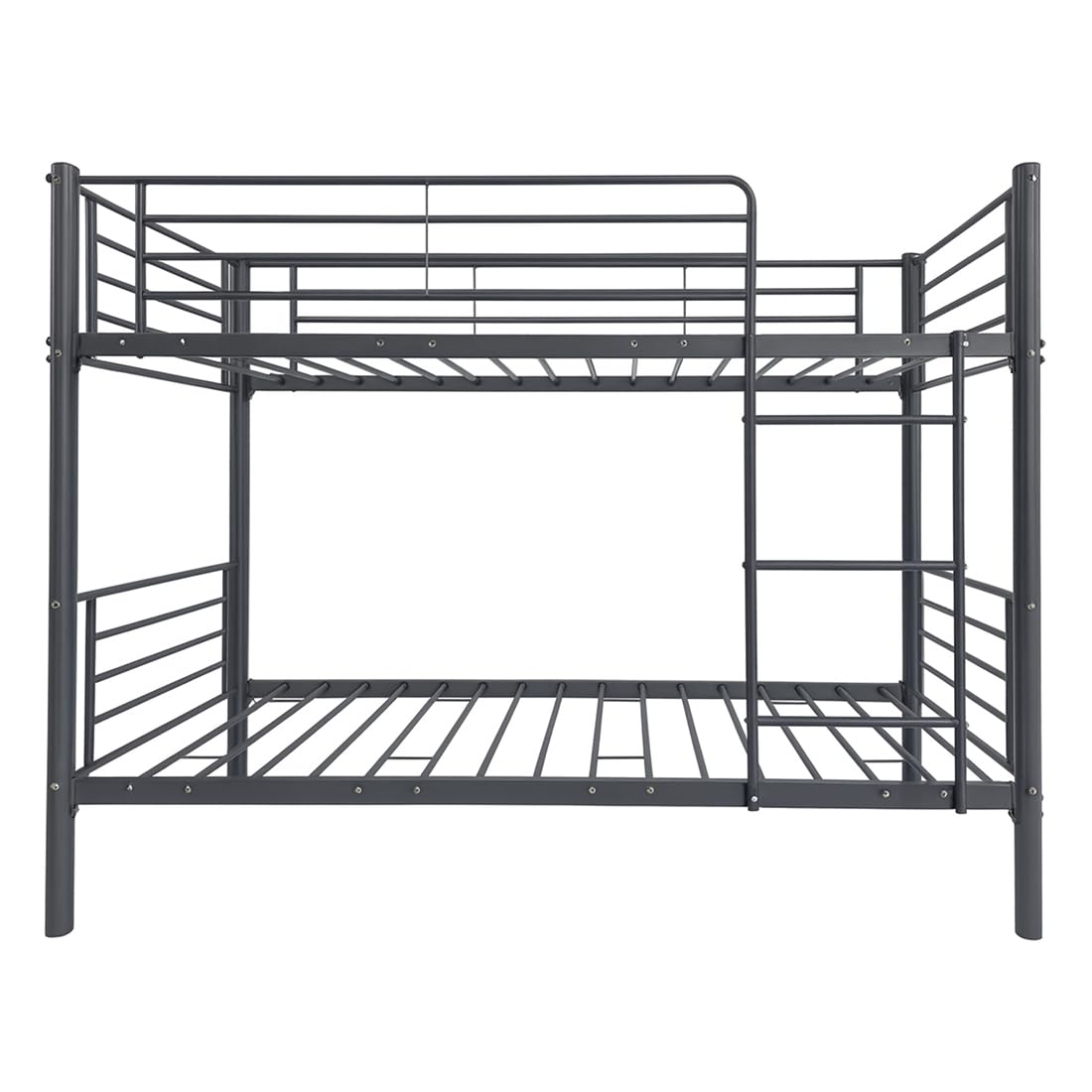 Litera Metálica Doble 200x97x161 cm Cama Infantil y Juvenil con Escalera Lateral y Barandilla de Seguridad para Dormitorio