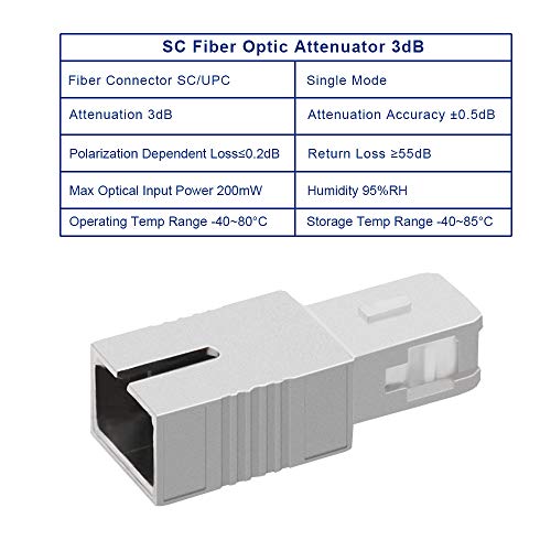 Flyprofiber 3Db 2Pcs Sc Attenuator, Options: 3Db, 5Db, 7Db, 10Db, Sc/Upc Single Mode Fixed Fiber Optic Attenuator, Sc Male-Female, 3Db-2Pack #TOP2