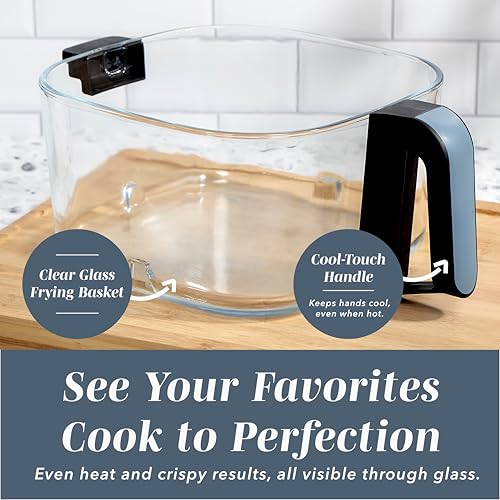 COOK WITH COLOR 1400W 5.5Qt Digital Kitchen Air Fryer with Glass Basket, 8 Presets Healthy Cooking Options, Bake, Fry, Reheat, 60-Min Timer, Adjustable Temperature Control 175°F–400°F, Slate Blue by COOK WITH COLOR - Image 5