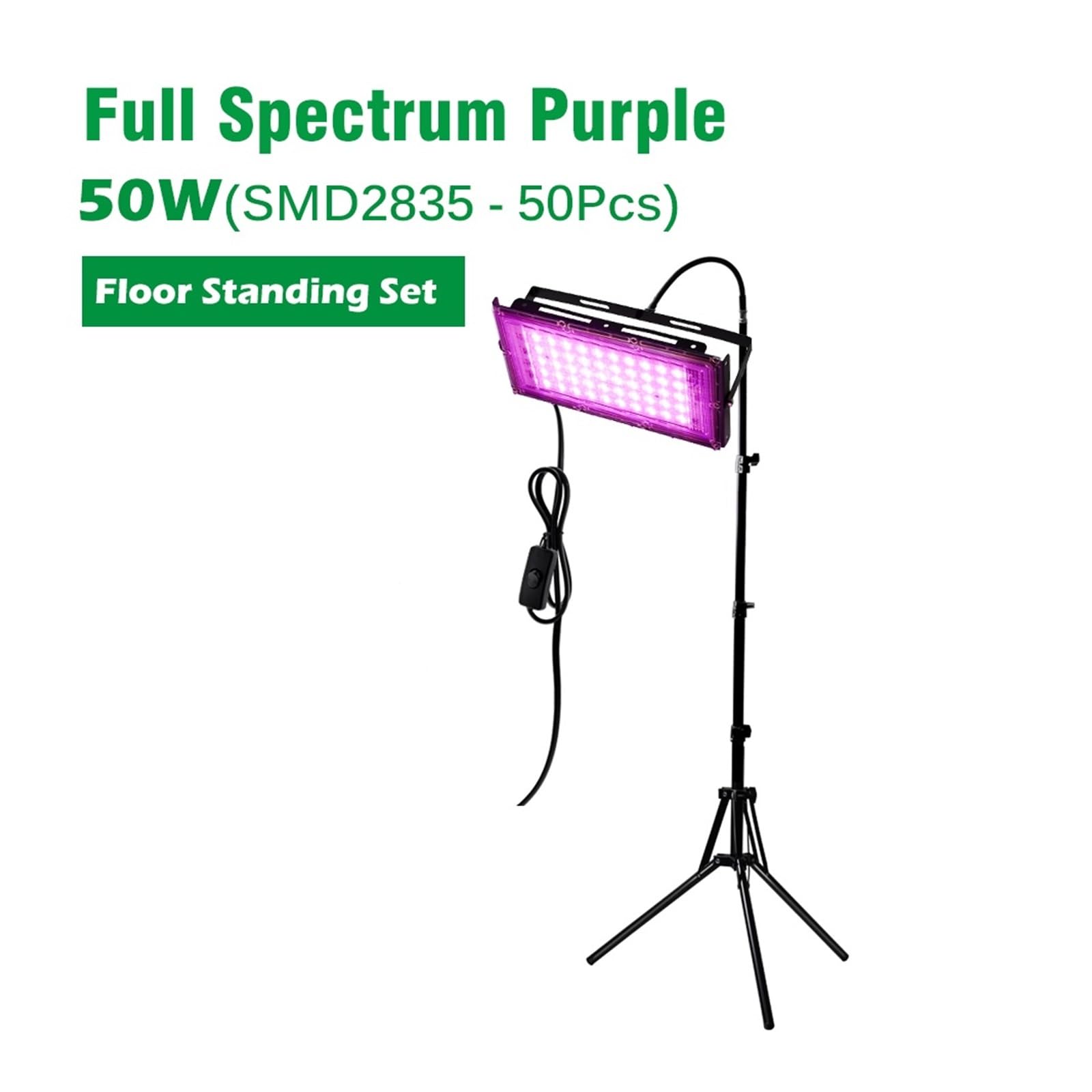 La pianta coltiva la luce, Lampada da coltivazione a LED a spettro completo 50W 100W for piante interno idroponiche for semina in serra IP65 impermeabile(Rot)