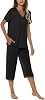 JINSHI Womens Pajamas Set Short Sleeve Top and Capri Pants Lightweight Sleepwear Comfy Pjs Lounge Set with Pockets