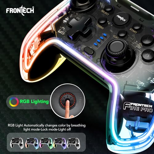 FRONTECH Fire Pro Wireless Gaming Pad with 2.4GHz | Dual Vibration Motors | RGB Lighting|Trigger Button|Compatible with PS3, PC & Android TV... - Image 3