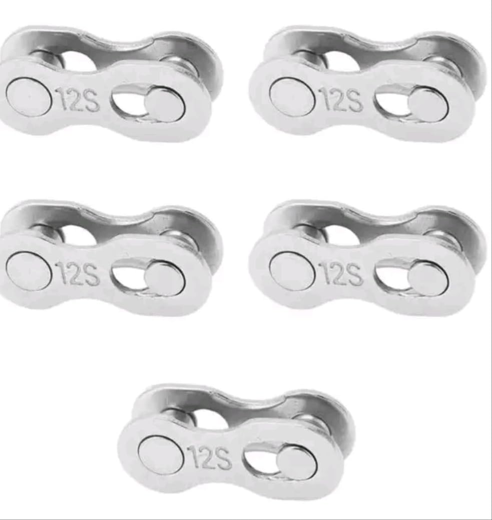 Bike Chain Missing Link for 12 Speed, 5 Pairs, Removable Quick Link for Mountain and Road Bikes, Silver