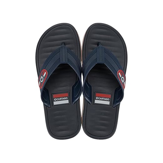 Sandália Chinelo Cartago Paris Masculino Dedo Confortável (Cinza/Azul/Laranja, BR, Adulto, Numérico, 39)