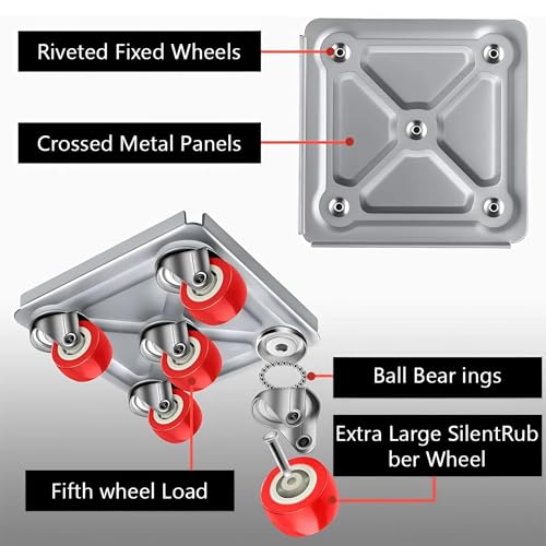 Image of KAVID Furniture Movers Dolly Set with Lifter Tool - 700KG Heavy Duty Load Capacity, 5 Silent 360 Swivel Wheels with Brake, Carbon Steel Panel, Anti-Slip Pads - Move Sofa, Bed, Appliance
