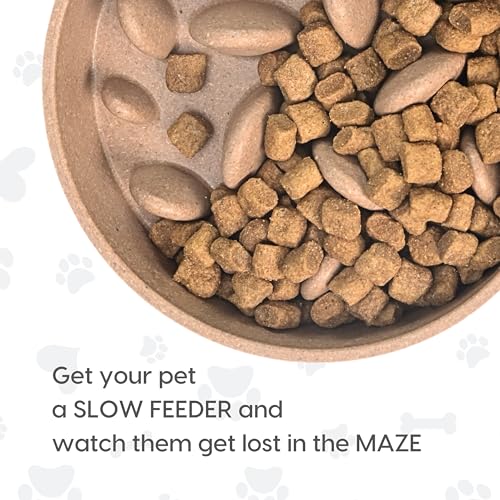 Eha-Earth-Friendly-Slow-Feeder-For-DogsDog-Bowl-Medium800-MlPet-Bowl-Made-With-Rice-Husk-And-Bamboo-FibersDog-Food-Bowl1-UnitTortilla18-cmH5-cmW18-cm