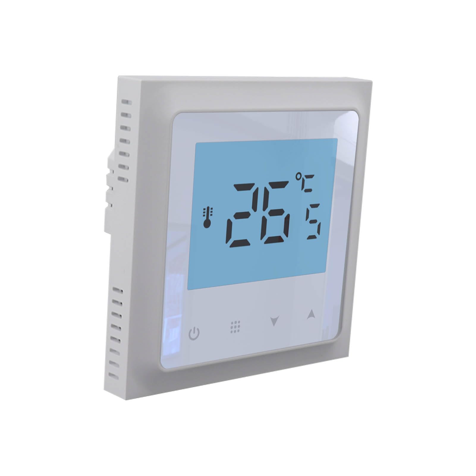 Termostato Móvil Inteligente para Calefacción por Suelo Radiante con Control Preciso y Funciones Programables para Uso Doméstico, Construcción Robusta de ABS, Instalación en Pared Incluida