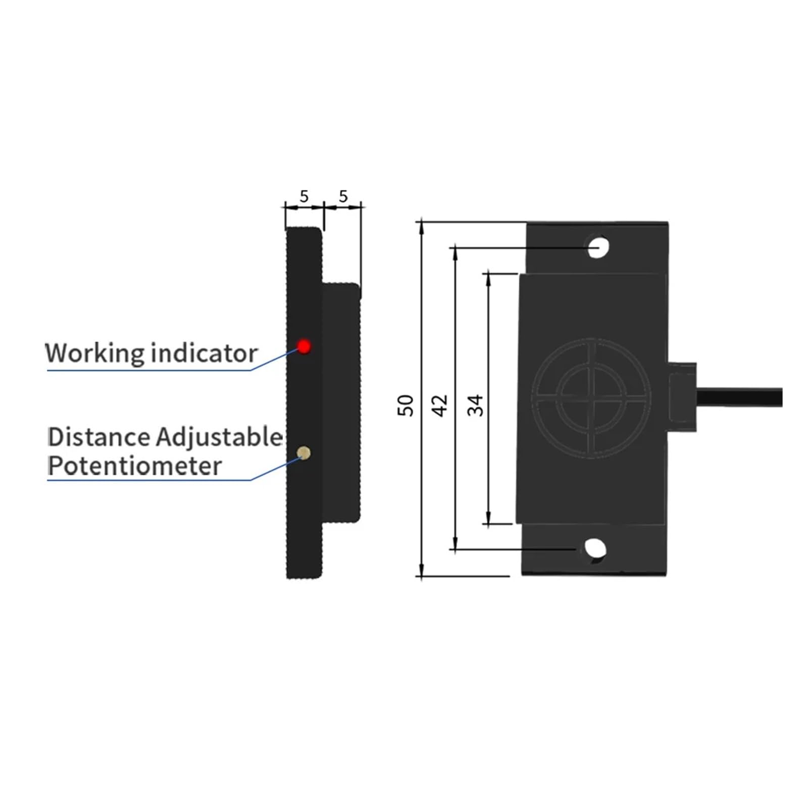 Kapazitiver Näherungssensorschalter Serie E2K 10-30 V DC 3 Drähte NPN PNP Erfassungsabstand 10 mm einstellbar (10 mm DC3-Draht-NPN NO)